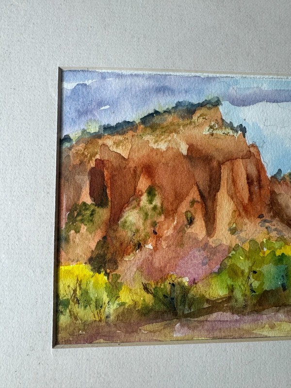 Jeanne P Kelly (1929-2025) "Red Cliffs At Ghost Ranch" Watercolor Painting gallery