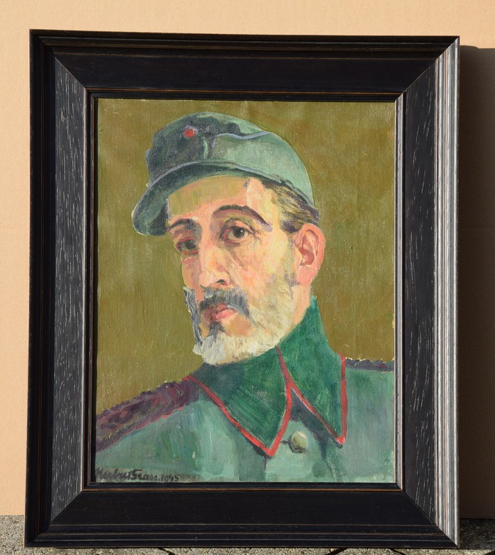 Herbert Grass 1886-1978 Heidelberg / Painting Self Portrait 1945 Soldier World War gallery