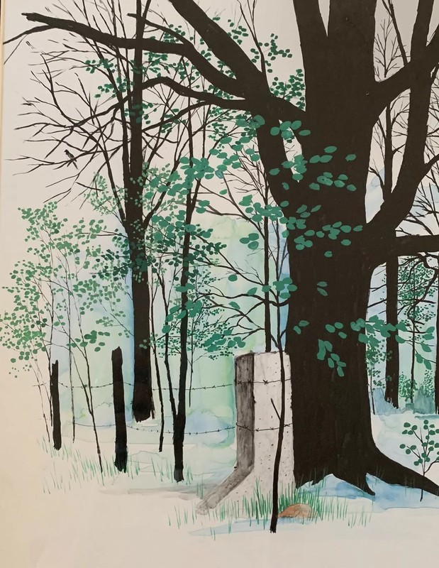 Original Watercolor Painting Trees Tree Forest Landscape By Ford gallery