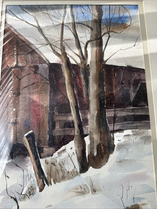 A Quiet Winters Day In The Country Original Framed Painting By Artist D. Werth
