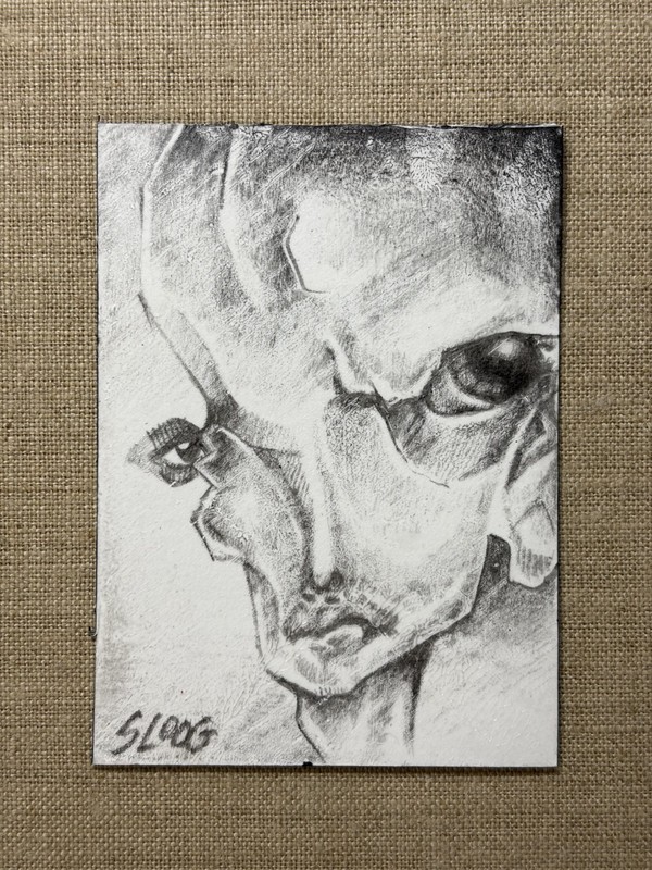 SLOOG Original ACEO Art Graphite Drawing 2.5×3.5in OOAK Illustrated Portrait