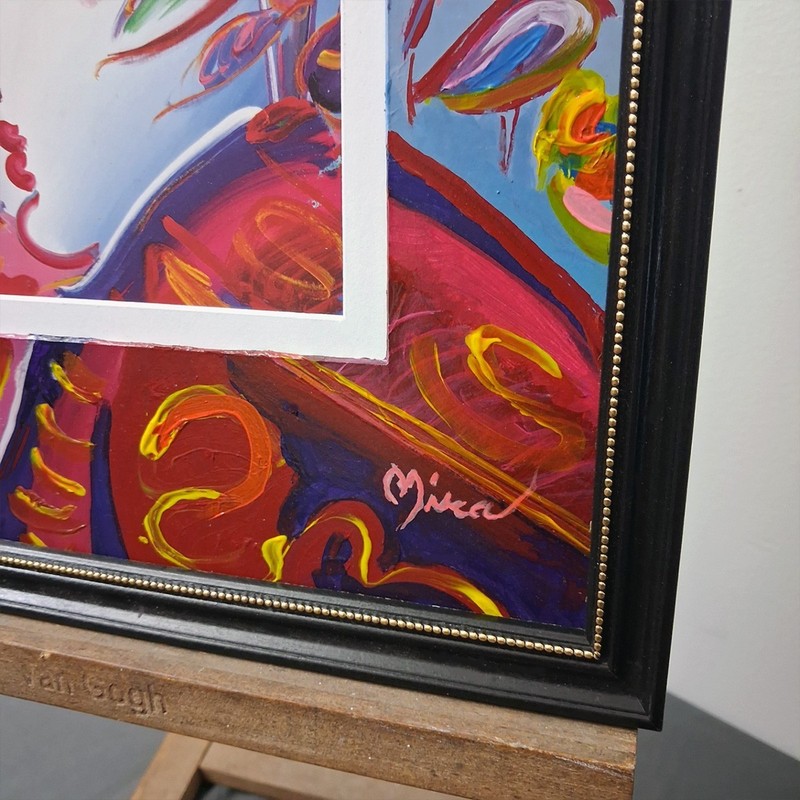 Peter Max Blushing Beauty Painted Mat by Juan Mira Solid Wood Frame Glass COA gallery