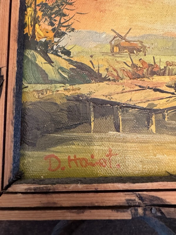 9x 8 Oil Painting of Windmill In 12.5x10.5 Frame signed By D. Haist. gallery