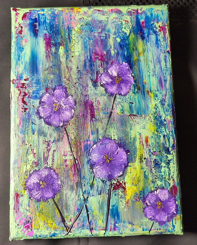 «Rainwashed» Abstract Acrylic Painting On Canvas, Unframed, Small