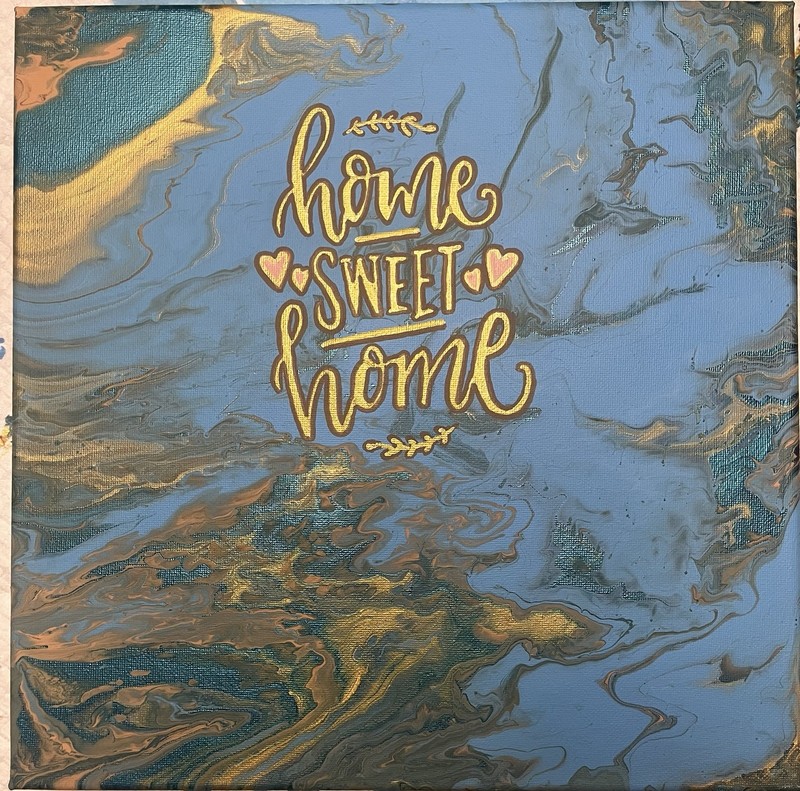 Acrylic Painting – 12×12 Canvas Home Sweet Home Wall Art