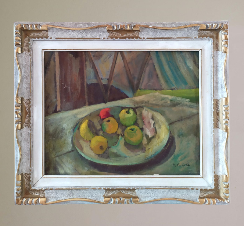 Oscar Cavallet Still Life Apples Modernist Oil Painting Venice Exhibition 1940s