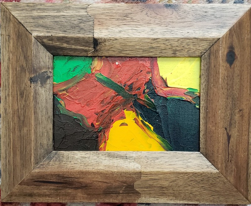Abstract painting,eye candy, signed original by Marek K, 8×10″ framed,4×6″ image