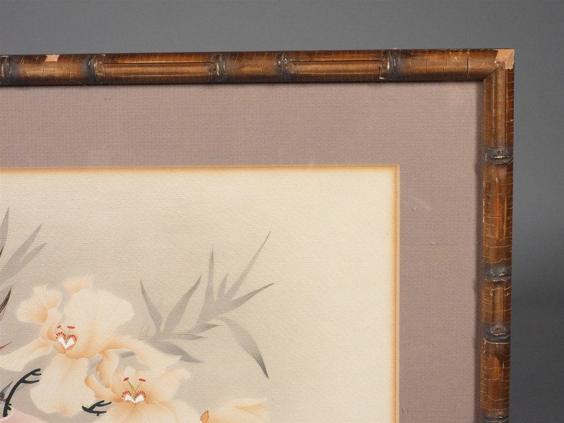 Danching Japanese Stylized Flowers in Vase Asian Design Watercolor Painting gallery