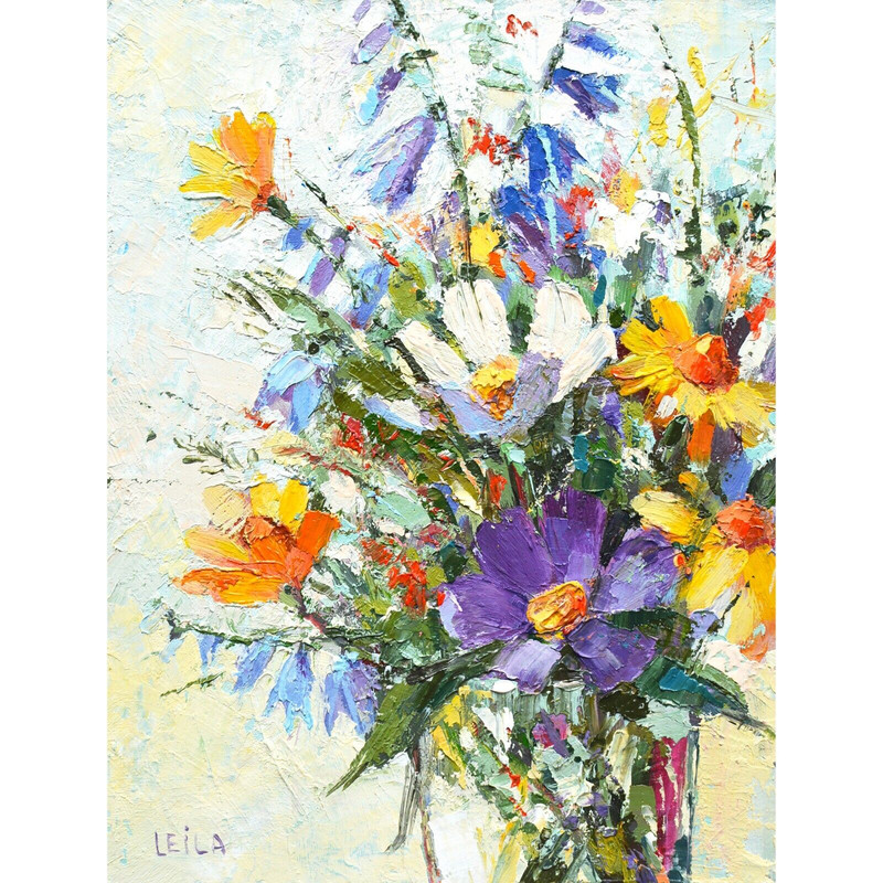 Meadow Flowers Original Oil Painting Impasto 8’x6′ Modern art Wildflowers
