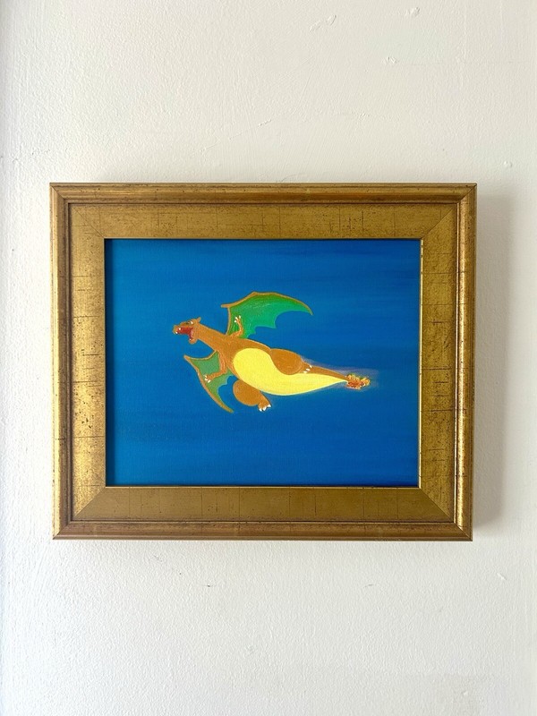 Charizard 8″ x 10″ Oil/Acrylic Canvas Original Painting Pokémon Fan Art NO FRAME