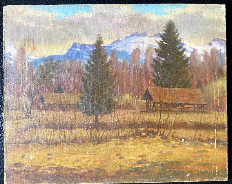 ::GERMAN KLENNER *1909 EARLY SPRING ALPS SIGNED TITLED LANDSCAPE MOUNTAINS OIL