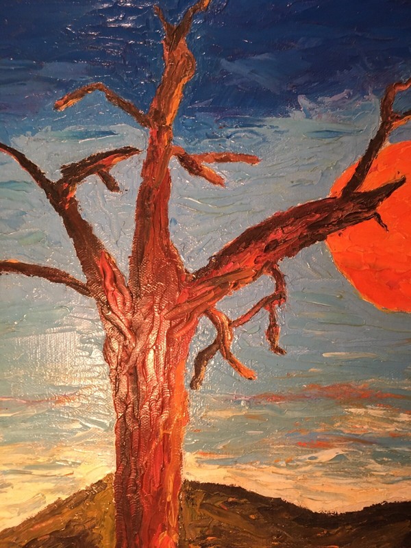 Gothic 1978 Harvest Moon Orange Oil Painting Canvas By F W 16”x20” Autumn gallery