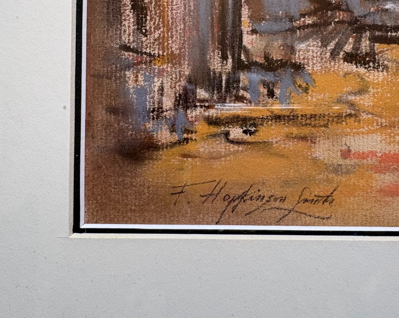 Francis Hopkinson Smith 1838-1915 Signed Pastel Painting Shipyard Boat Framed gallery