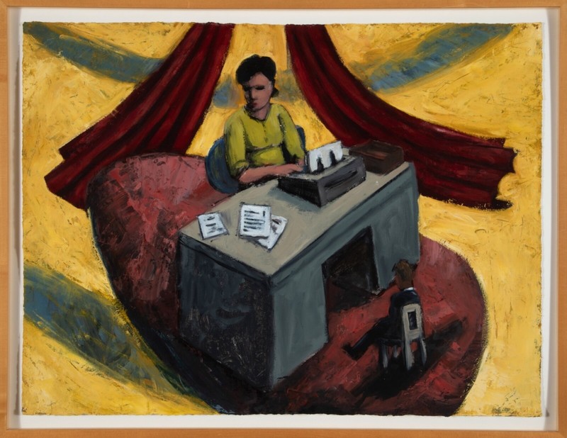 David Aiken Humphrey (Typewriter) Secretary 1983. Oil on Paper Signed Postmodern