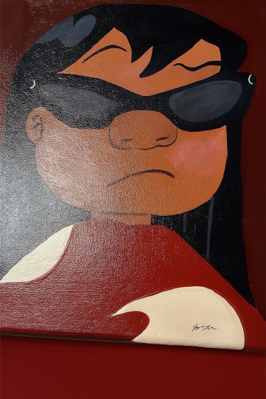 “Lilo in Sunglasses” Acrylic Painting on Canvas, Signed Rosa