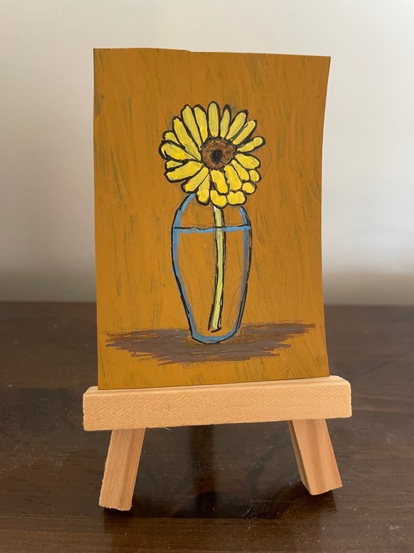 Van Gogh  ACEO on cardstock (2 1/2» x 31/2″) original art in oil paint pen 