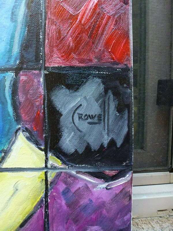 A CHECKERED PAST Cubism style oil painting 16x20 canvas original signed CROWELL gallery