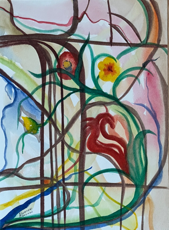 ALICE GUZMAN ORIGINAL WATERCOLOR PAINTING 15″ X 11″ NEW MEXICO ARTIST 1980’S