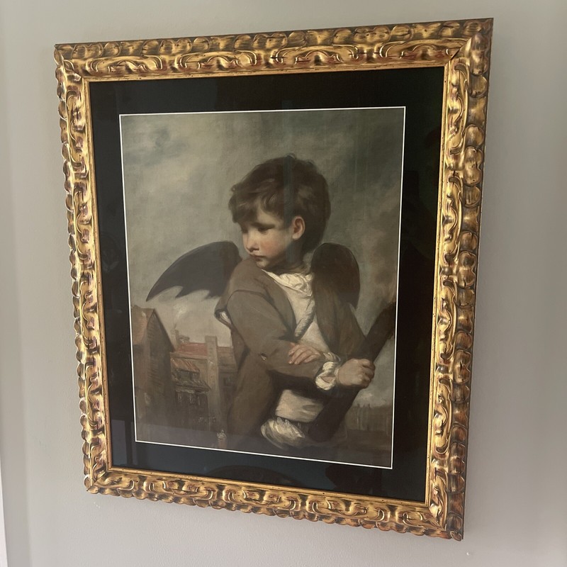 Joshua Reynolds – Cupid as Link Boy – Beautifully Gold Custom Framed Print