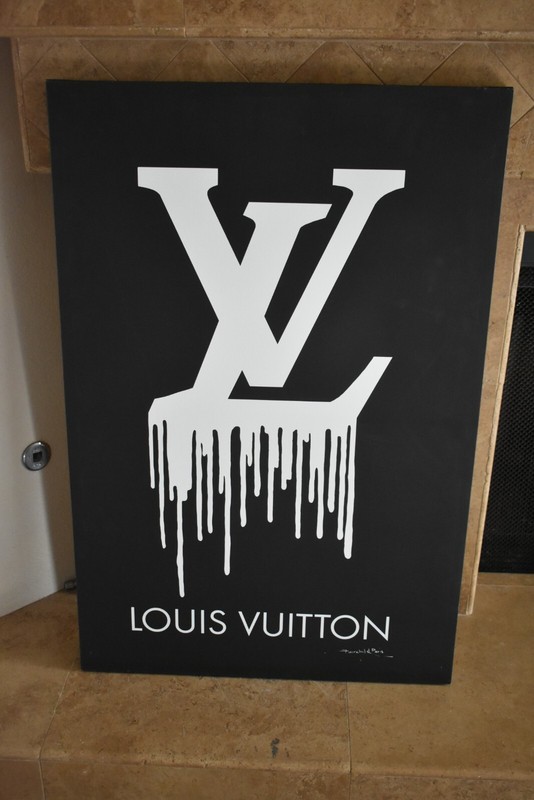 LOUIS VUITTON MONOGRAM LV LOGO DRIPPING CANVAS ART FAIRCHILD PARIS 36”x24” FRAME gallery