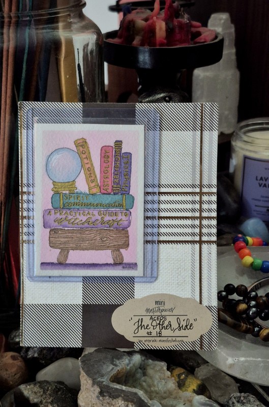 “THE OTHER SIDE” MM#18 ACEO SIGNED OOAK WATERCOLOR WITCH BOOKSHELF MAGIC PANTRY gallery