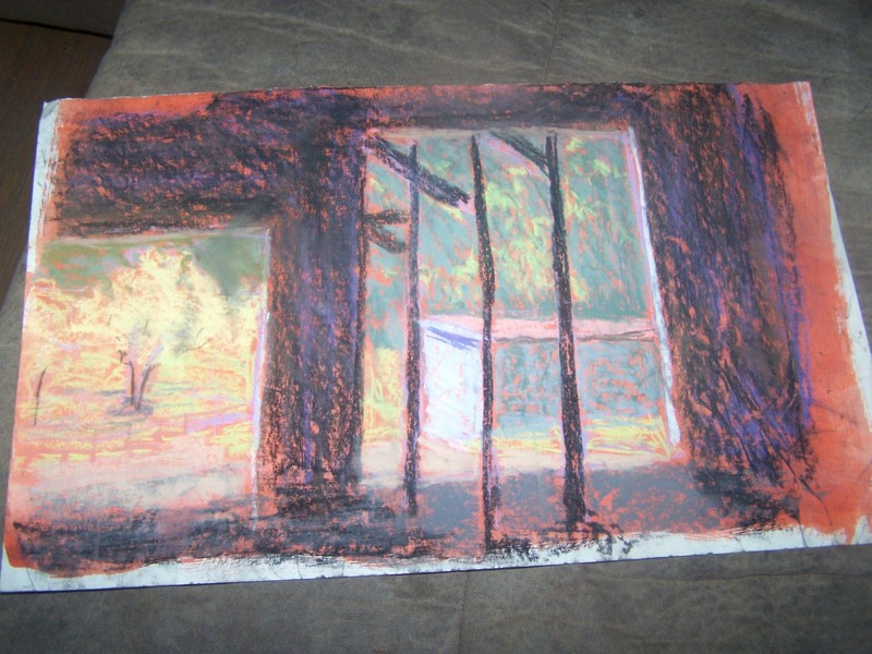 Original Pastel By Peg Humphreys, Looking thru the Embers 18″ x11″