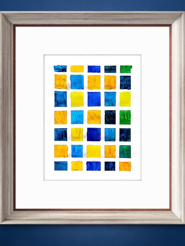 Tile Mosaic Colors Contemporary Expressionist Original Acrylic Painting 9x12 gallery