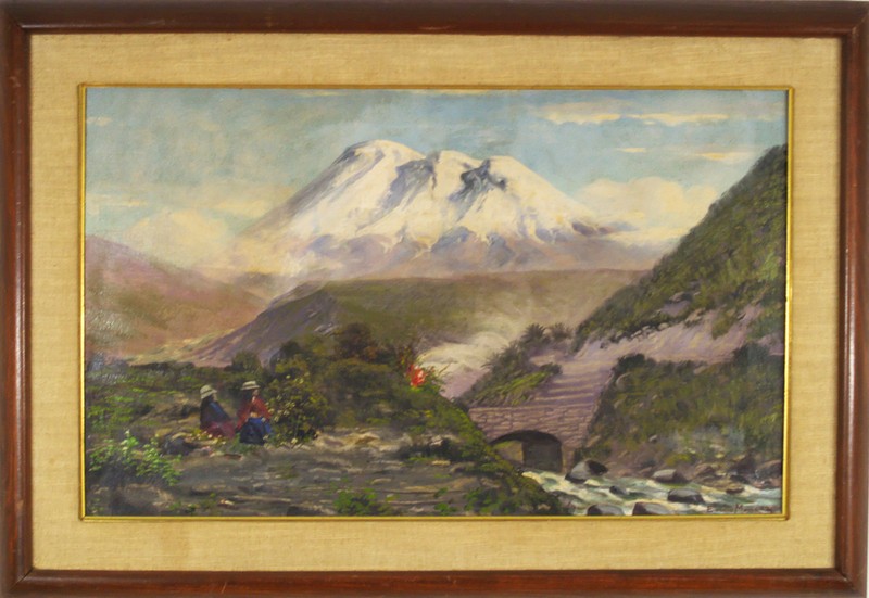 Emilio Moncayo (Ecuadorian 1895-1970) Original Oil Painting Andes Mountains