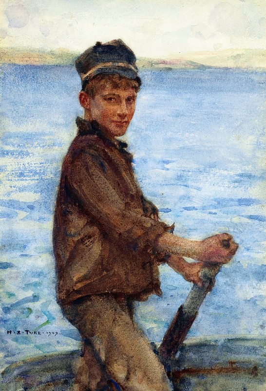 Henry Scott Tuke Steering the Punt Reproduction – Giclee Canvas/Paper/Stretched