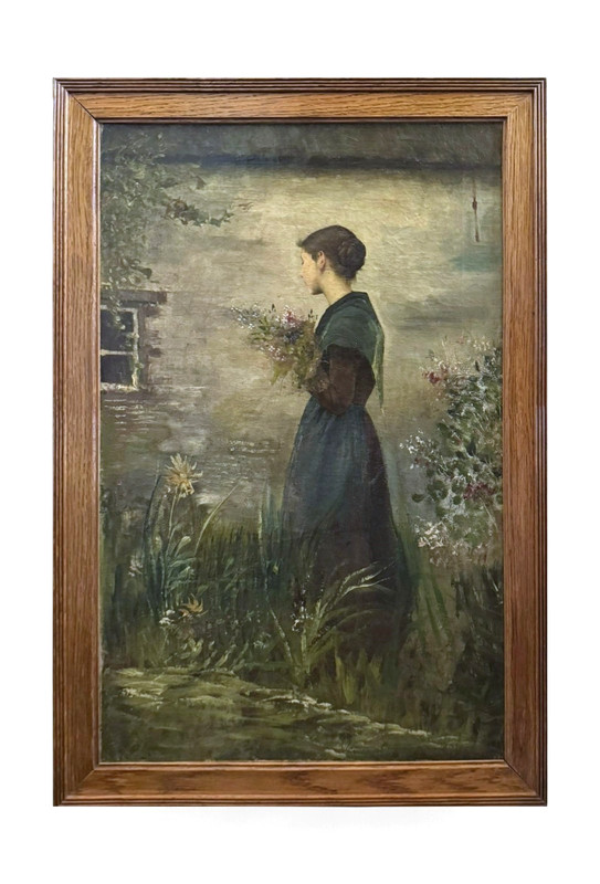 Antique 19th Century Flower Girl Painting | Museum Quality Oil on Canvas
