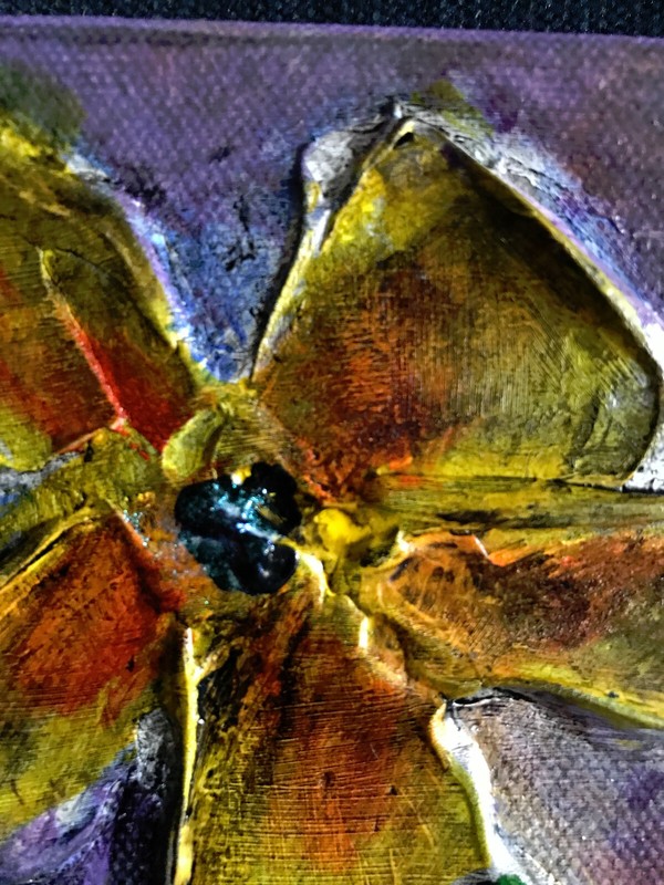 Original painting 12x12" textured Canvas yellow Flowers Bee by Lynne Kohler gallery