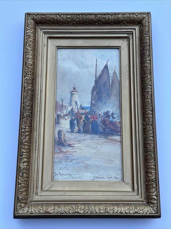 ANTIQUE PAINTING NAUTICAL COASTAL LISTED FAMOUS 1890’S JAMES MCMASTER MACMASTER