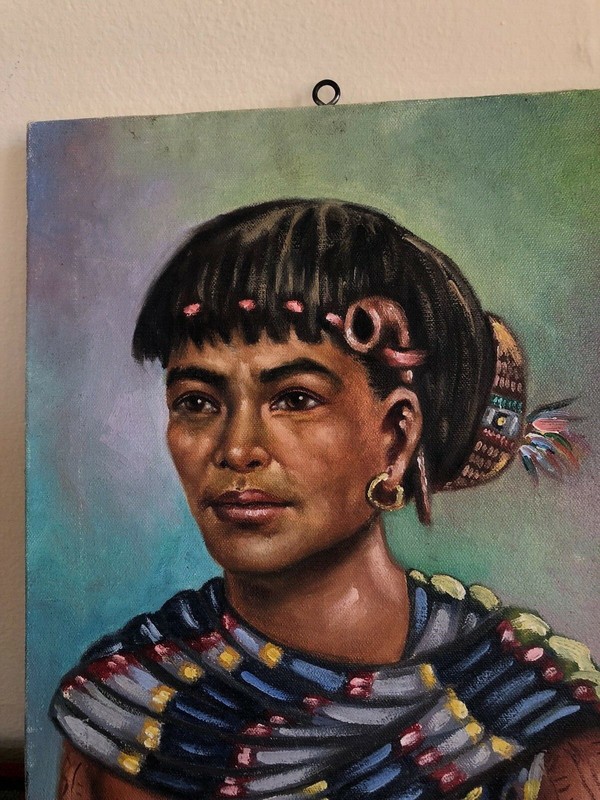 VTG R.M.Amorsolo Philippines Original Oil Painting Female Tribal Bust Portrait