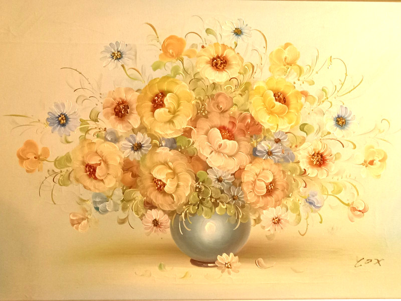 Large Oil Painting by Robert Cox mounted in fine frame 40 inches x 29 inches