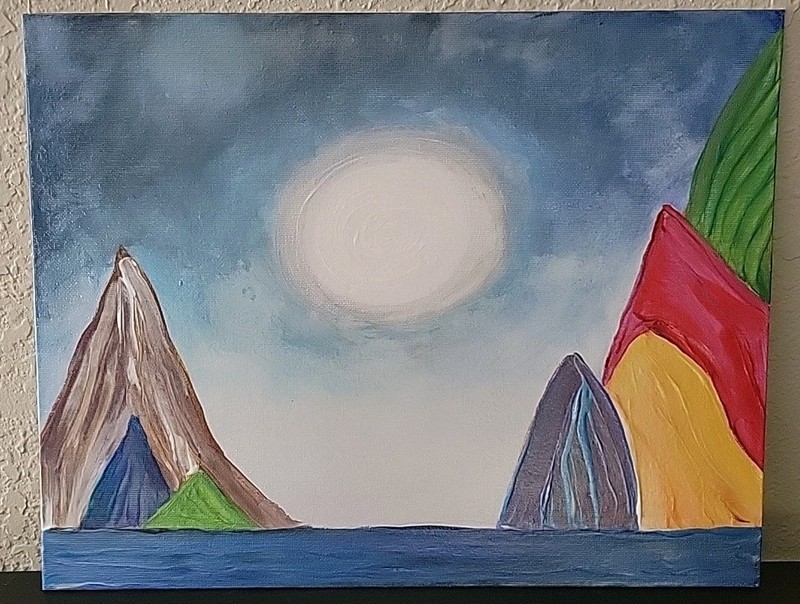 Original Hand-Painted Arcrylic On Canvas 11"×14 Gloss Wall Art Mountain Splash 2 gallery