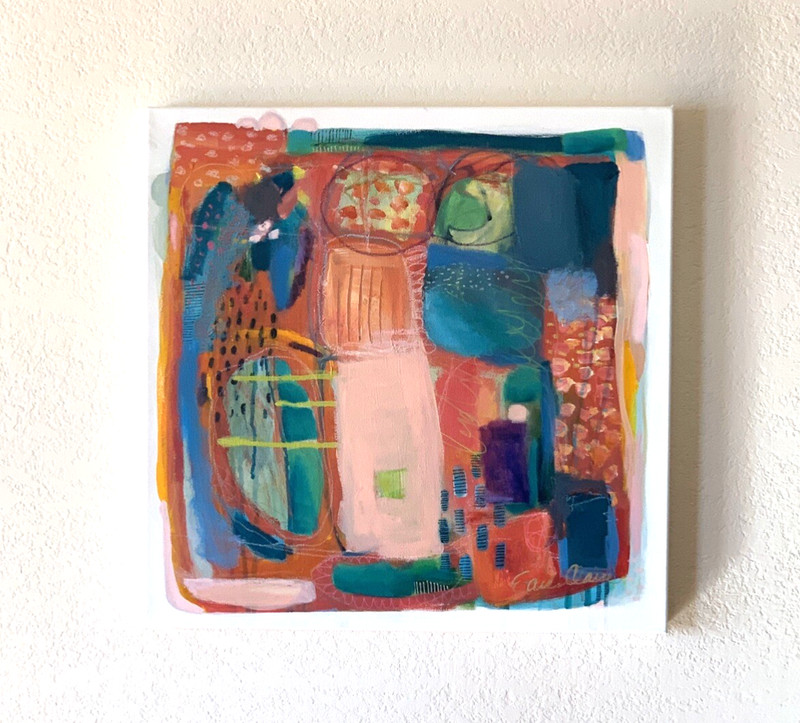 Original Abstract Art Canvas Acrylic Signed Artist Tracy Eau Claire Texture #25