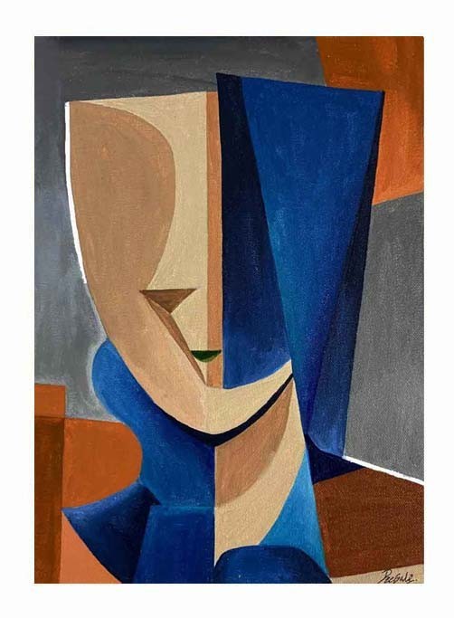 CUBIC Face Original Art Geometric Painting Modern Abstract Wall Art Decor 12×16
