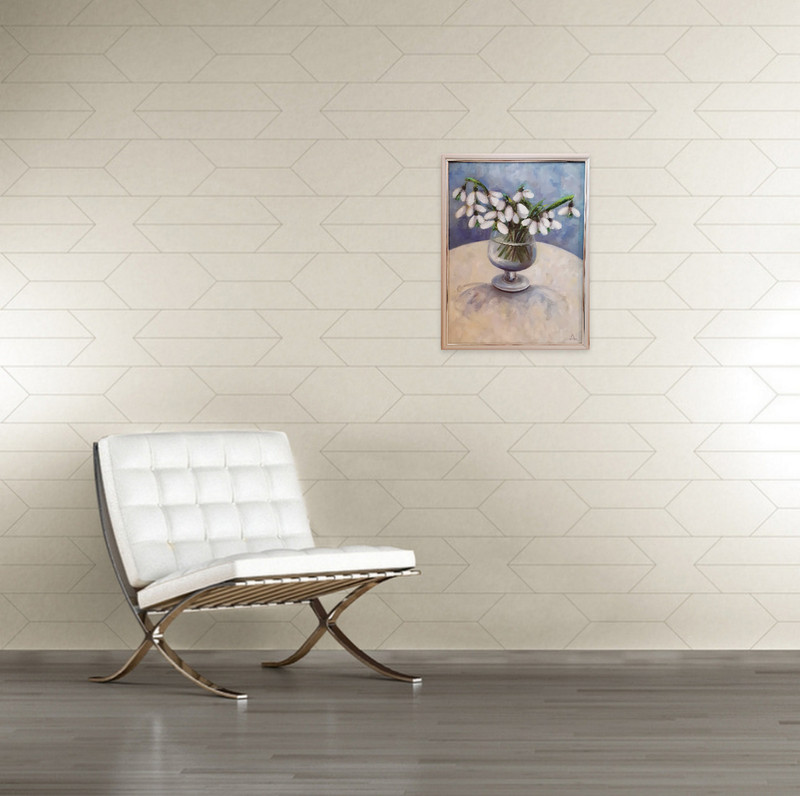 Snowdrops Original Framed Oil Painting Flowers Wall Art Delicate White Bouquet gallery
