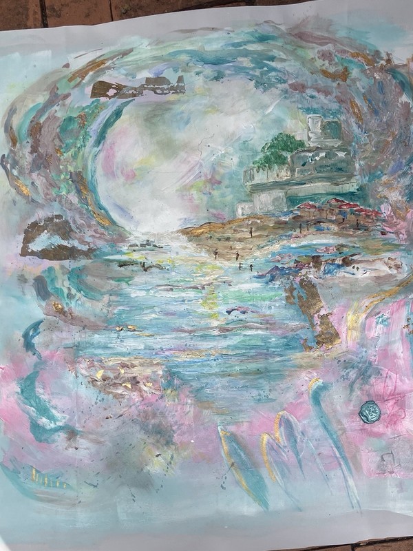 Large Original Baroque French Painting /seascape /textured/Artist Dawn Rogers