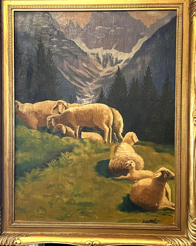 VTG Early 20 C Large European Orig. Impressionistic O/B «Flock Of Sheep» Signed!