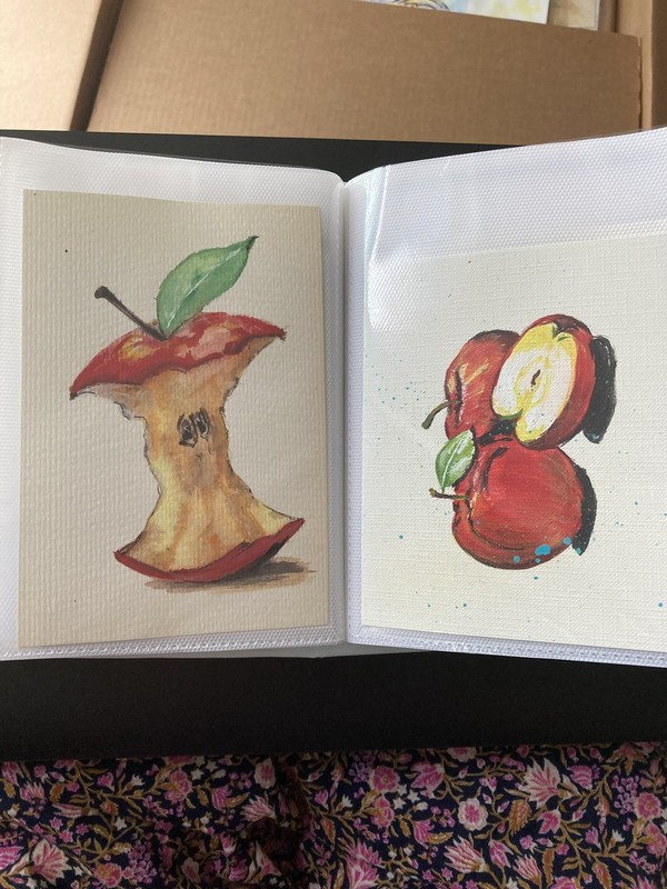 4pcs Bundle Original Fruits Painting cards. Paper.5.5×4 Signed.Free Shipping