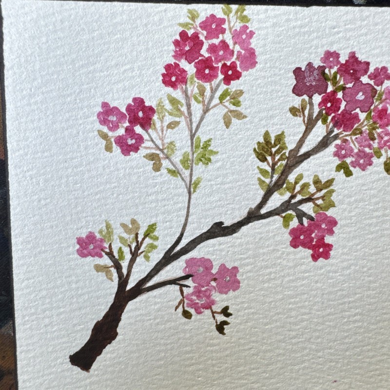4×4 Original Art Painting – Flowers, Pink Blossom – Chaotic Sanity | Sameera