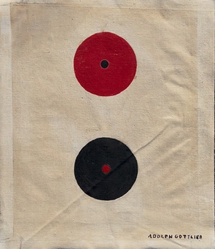 Adolph Gottlieb, New York City, 1903-1974, “Red Blue Round,” 19×14,” Listed.