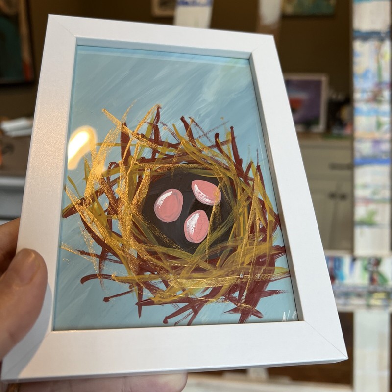 Easter,nest,bird , original,miniature Painting,small,mini, Framed gallery
