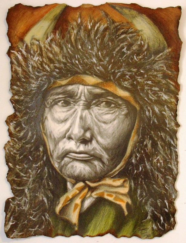 Custom Charcoal, Pastel, & Pencil Comanche Warrior 18X24 Portrait