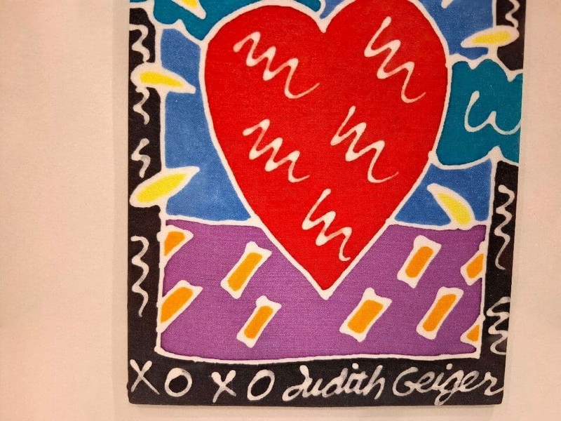 Judith Geiger Heart Silk Painting Signed Framed Love Art gallery