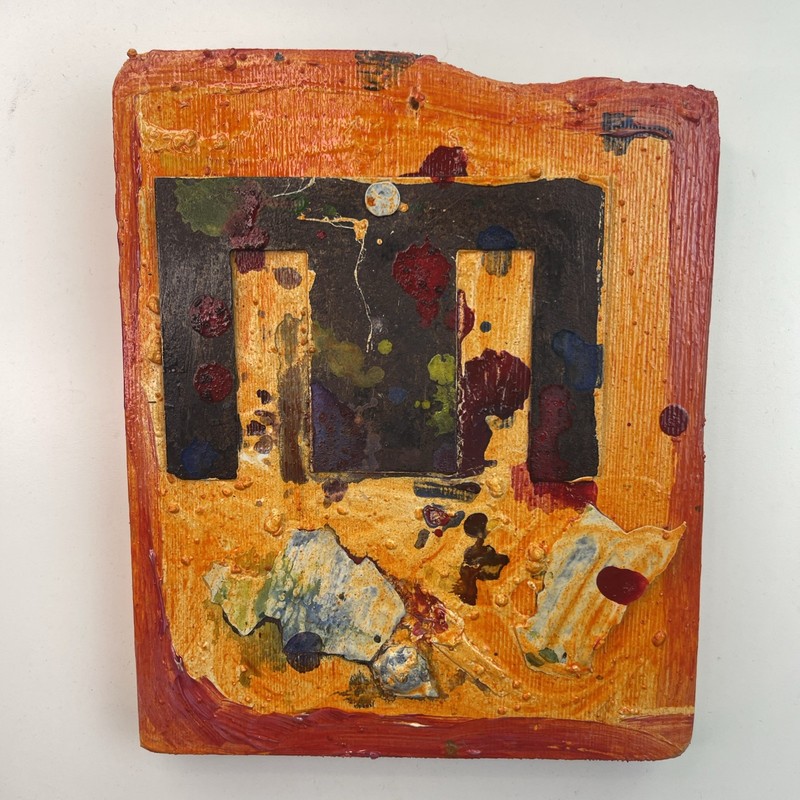 Original Abstract Painting Assemblage On Reclaimed Wood Signed