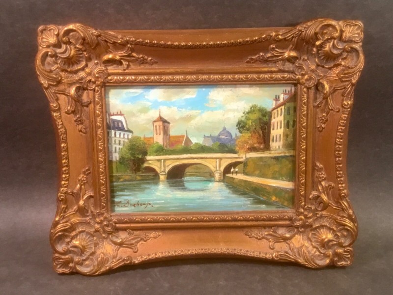 Original Oil Painting Point Royal & Institute of France Dome at Seine by Duchamp gallery