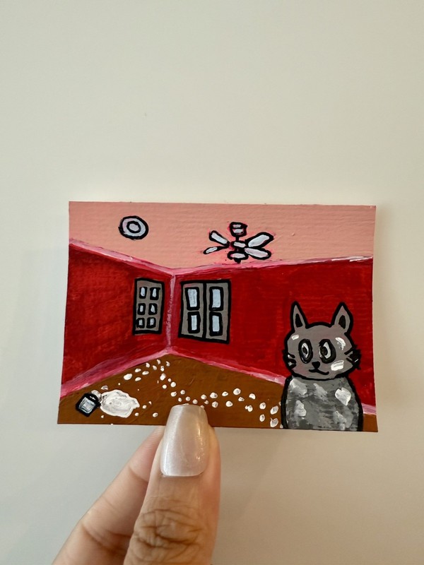 ACEO ATC Original Acrylic Painting – 2.5 x 3.5” Cute Animal by Afterhoursleyan