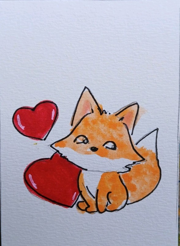 Aceo Mixed Media Art Card Fox